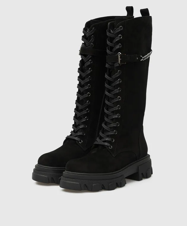 Babe Pay Pls Black Suede Boots ChangeClear