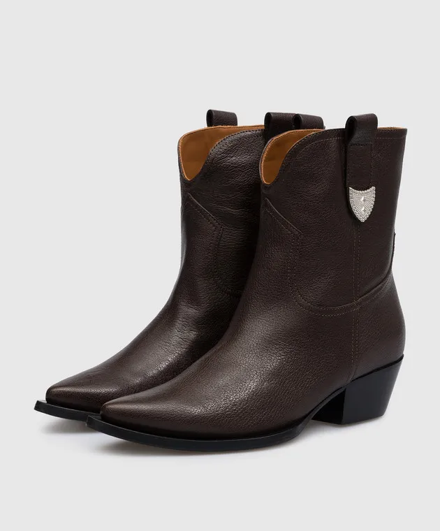 Babe Pay Pls Paris brown leather boots with metal details