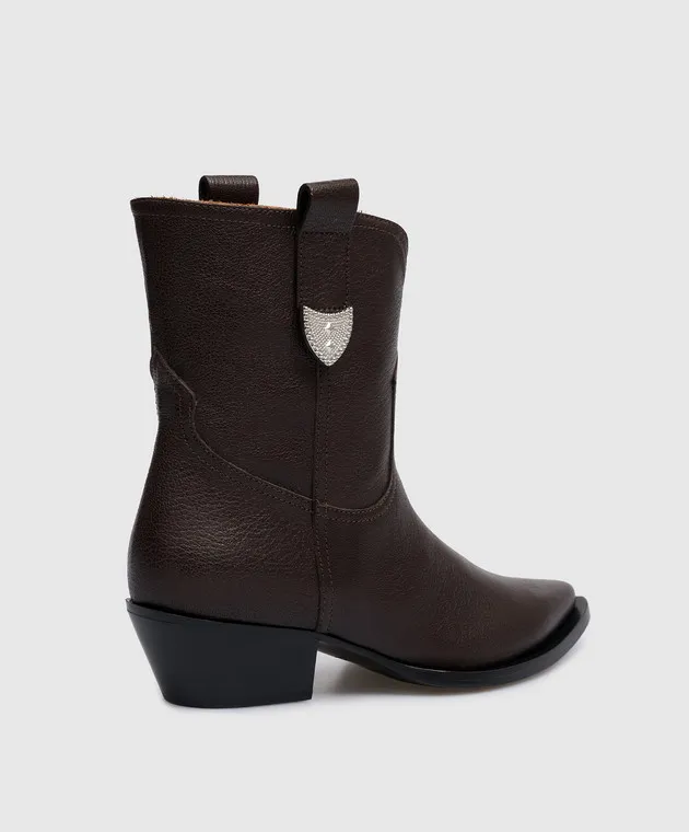 Babe Pay Pls Paris brown leather boots with metal details