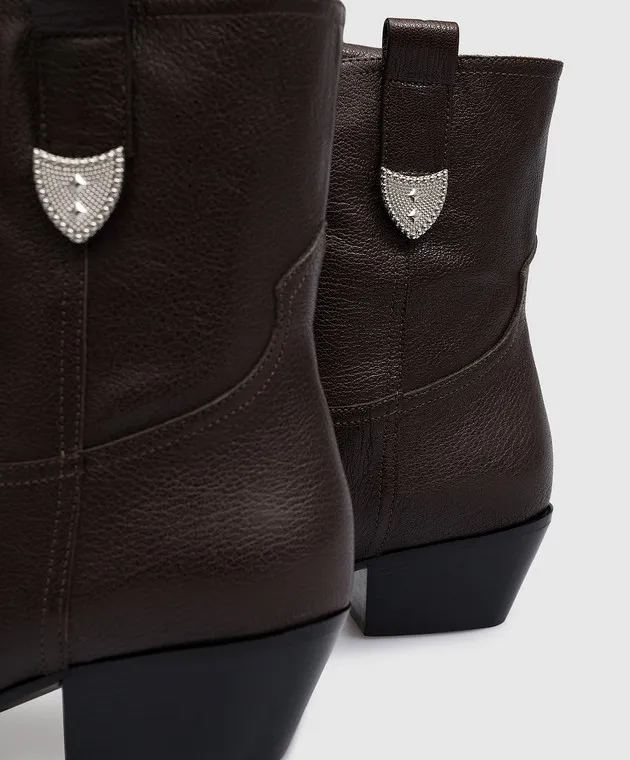 Babe Pay Pls Paris brown leather boots with metal details