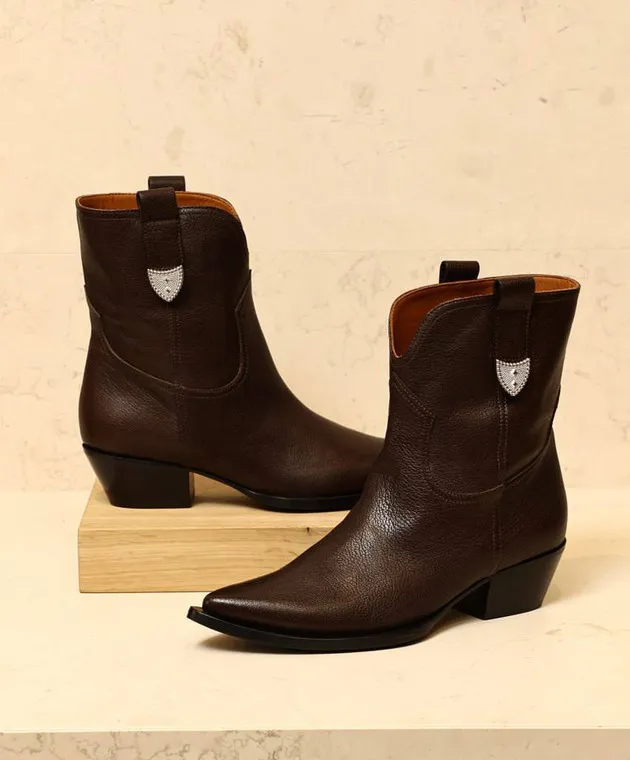 Babe Pay Pls Paris brown leather boots with metal details