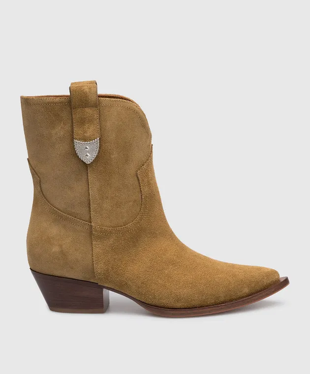 Babe Pay Pls Paris brown suede boots with metal details