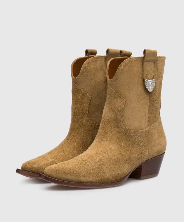 Babe Pay Pls Paris brown suede boots with metal details