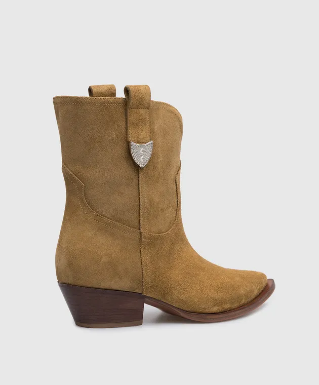 Babe Pay Pls Paris brown suede boots with metal details