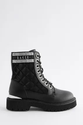 Baker by Ted Baker Girls Chunky Lace Up Black Boots