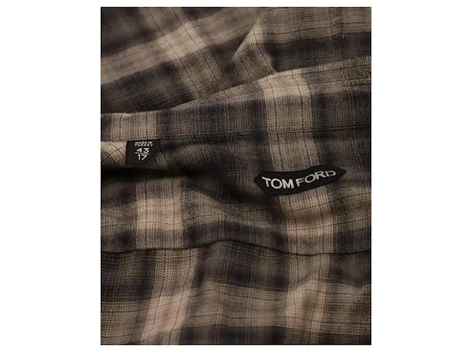 Camisa de algodón multicolor de manga larga con botones en la parte delantera y estampado a cuadros de Tom Ford 