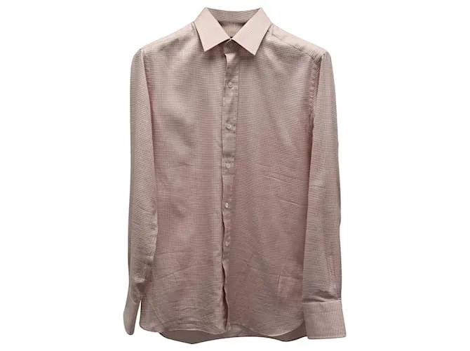 Camisa de manga larga a cuadros Tom Ford en algodón rosa 