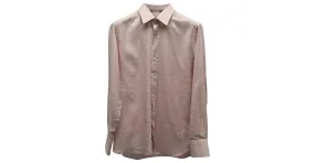 Camisa de manga larga a cuadros Tom Ford en algodón rosa 