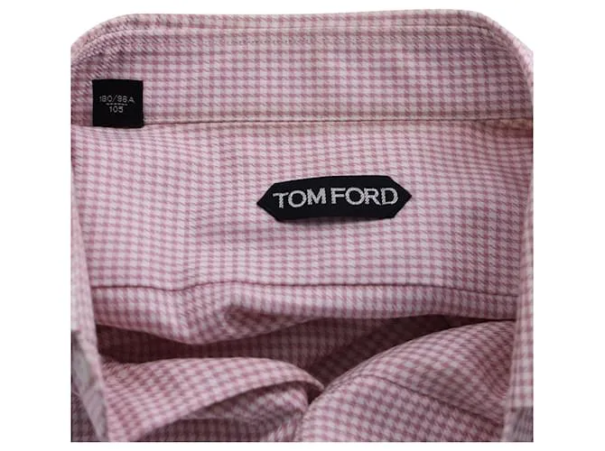 Camisa de manga larga a cuadros Tom Ford en algodón rosa 