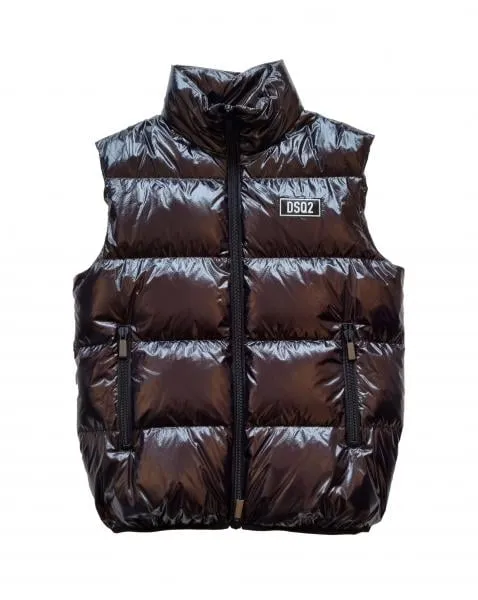 Chaqueta de plumón sin mangas para hombre DSQUARED S74FB0292 negro brillante