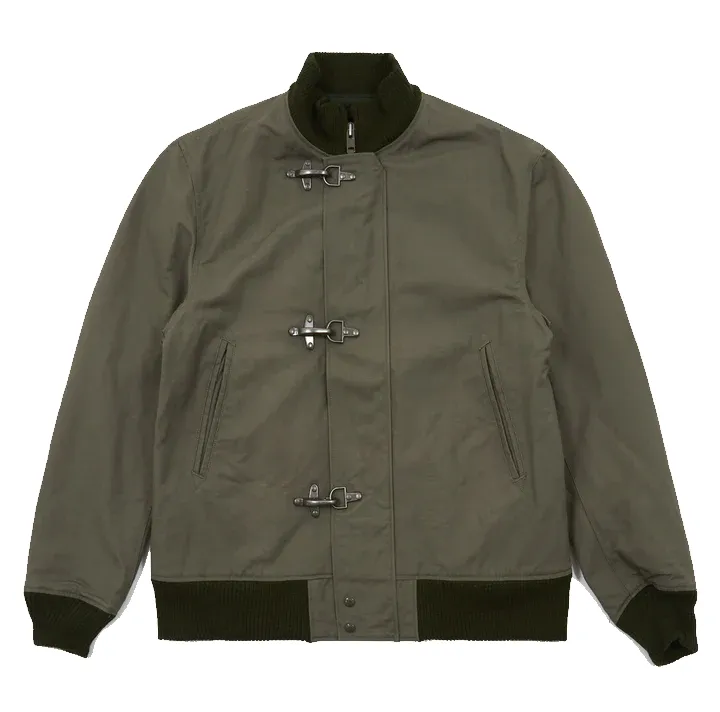 ENGINEERED GARMENTS DECK JACKET OLIVE COTTON DOUBLE CLOTH