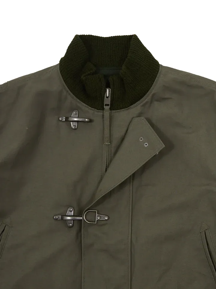 ENGINEERED GARMENTS DECK JACKET OLIVE COTTON DOUBLE CLOTH