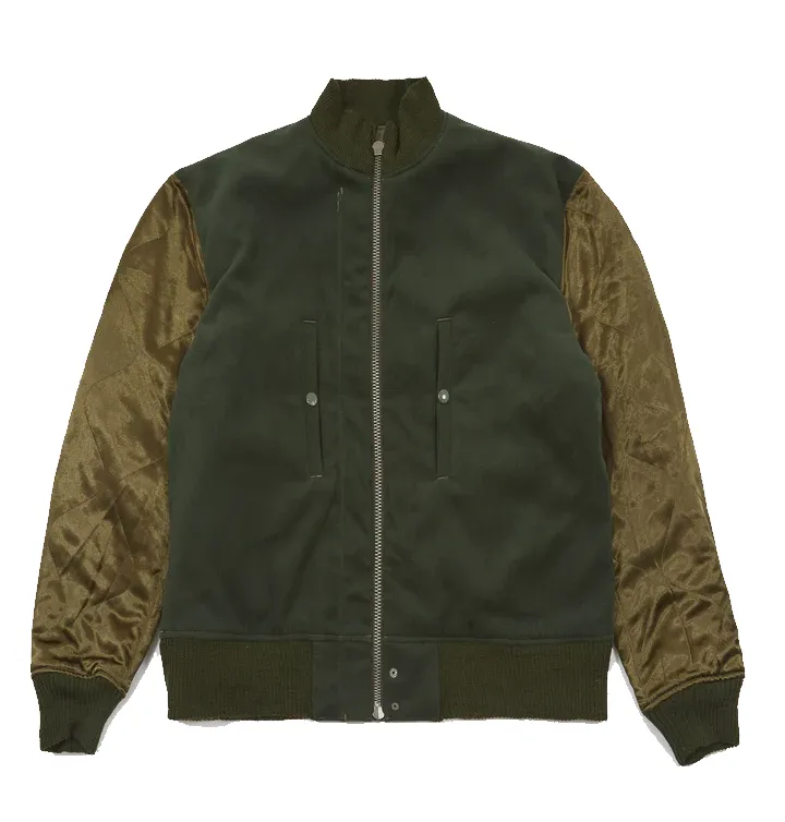 ENGINEERED GARMENTS DECK JACKET OLIVE COTTON DOUBLE CLOTH