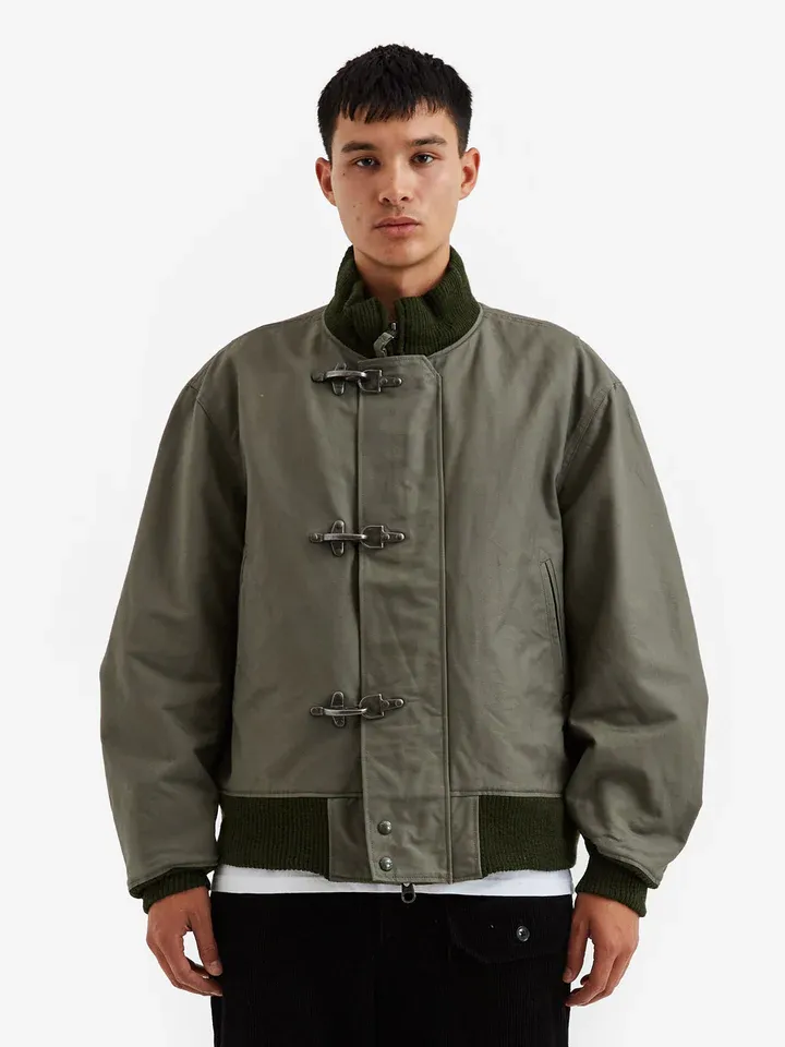 ENGINEERED GARMENTS DECK JACKET OLIVE COTTON DOUBLE CLOTH