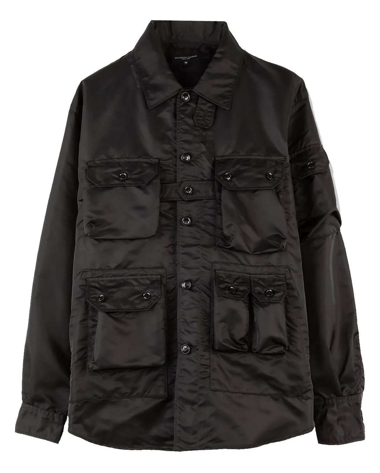 ENGINEERED GARMENTS EXPLORER SHIRT JACKET BLACK FLIGHT SATIN NYLON