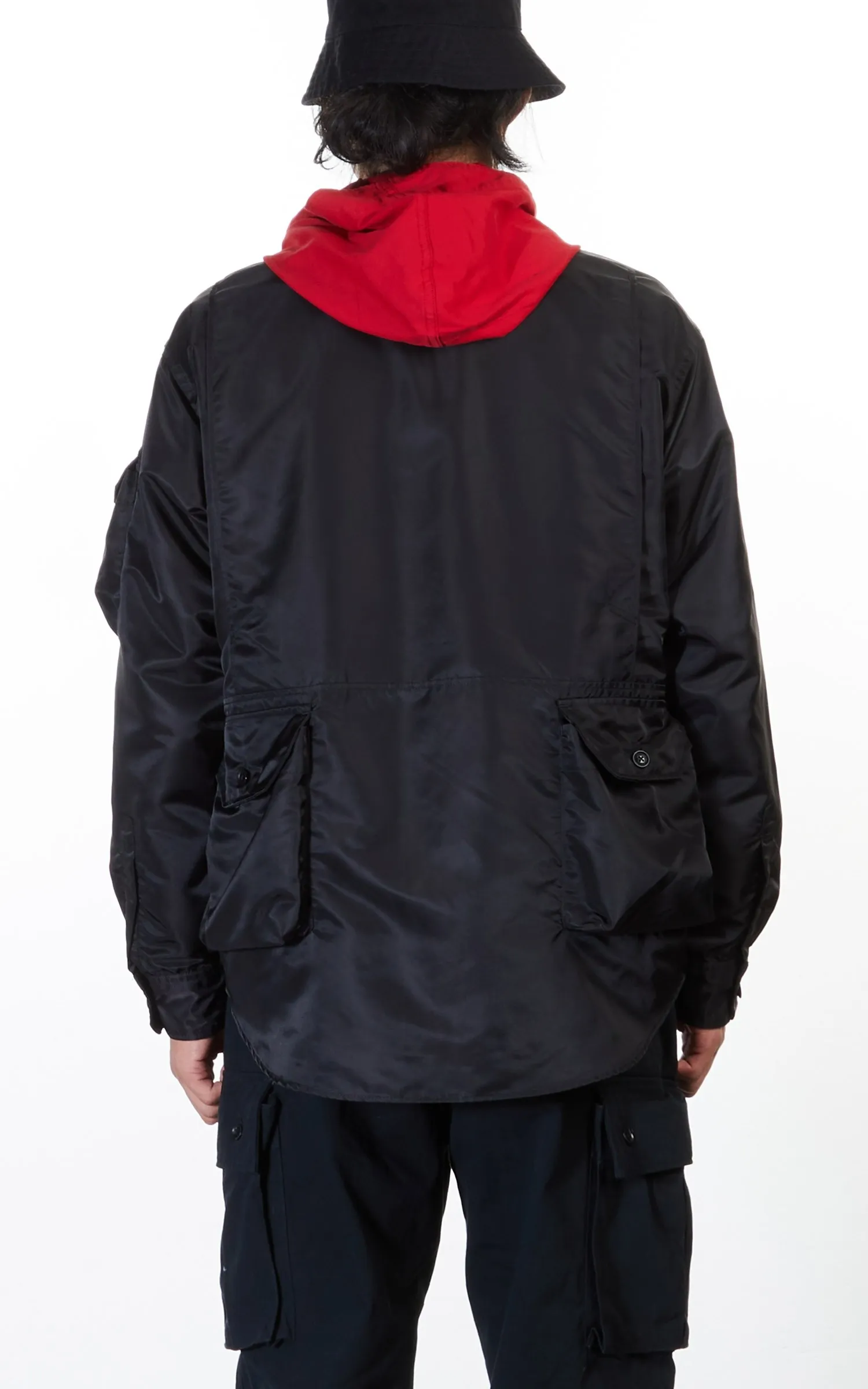 ENGINEERED GARMENTS EXPLORER SHIRT JACKET BLACK FLIGHT SATIN NYLON