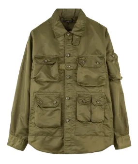 ENGINEERED GARMENTS EXPLORER SHIRT JACKET OLIVE FLIGHT SATIN NYLON