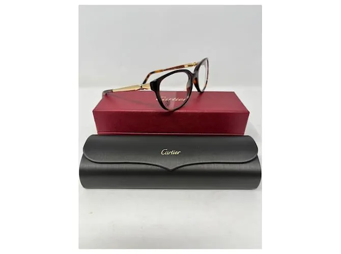 GAFAS CARTIER HAVANA MARRÓN MUJER Castaño Gold hardware 