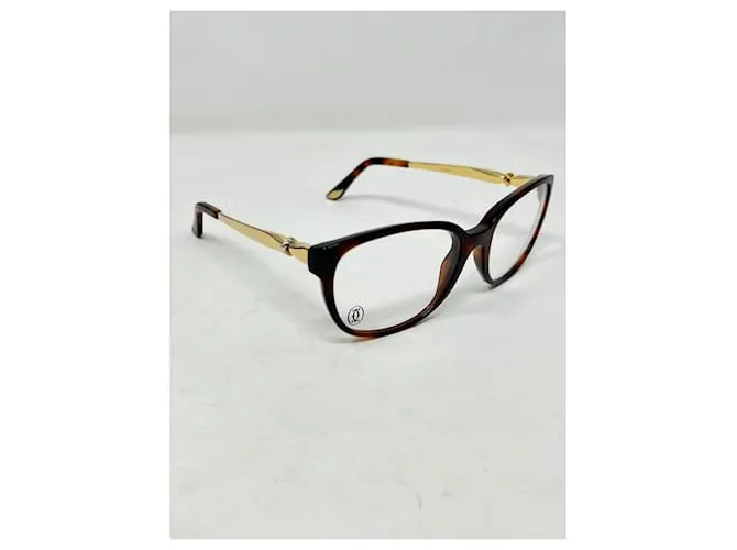 GAFAS CARTIER HAVANA MARRÓN MUJER Castaño Gold hardware 