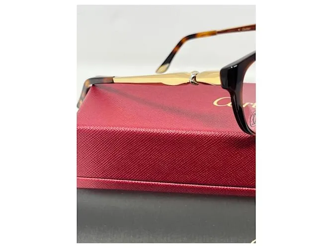 GAFAS CARTIER HAVANA MARRÓN MUJER Castaño Gold hardware 