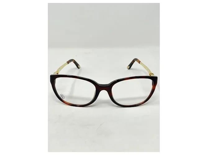 GAFAS CARTIER HAVANA MARRÓN MUJER Castaño Gold hardware 