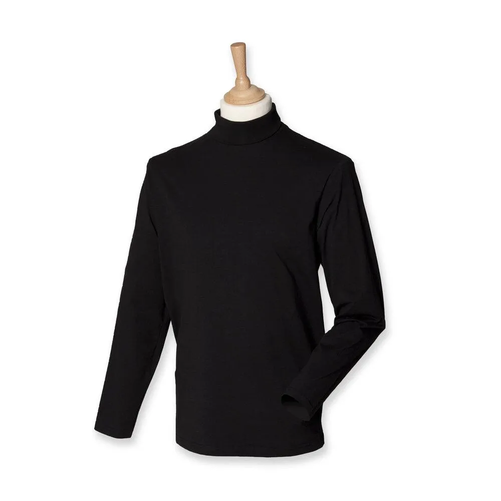 Henbury H020 - Camisa Manga Larga De Cuello Redondo - Negro