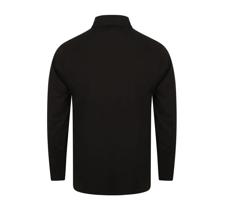 Henbury H020 - Camisa Manga Larga De Cuello Redondo - Negro