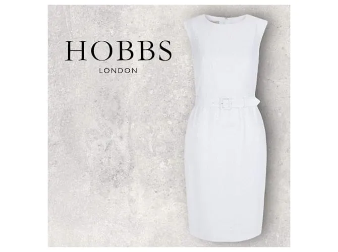 Hobbs Mujer Farrah Blanco Sin Mangas Lápiz Vestido Ocasión Oficina Reino Unido 18 UE 46 