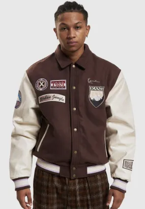 KARL KANI Chaqueta  KK Chest Signature Block College Jacket brown-off white 