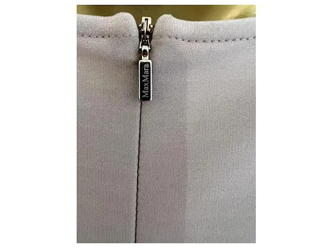 Max Mara Mujer Vestido A Media Pierna De Crepé Desnudo De Manga Larga Trabajo De Oficina España 14 US 10 UE 42 Gris pardo 