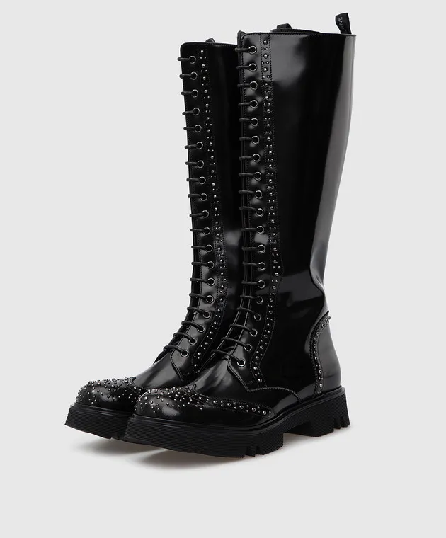 MYM Icarus black leather studded boots