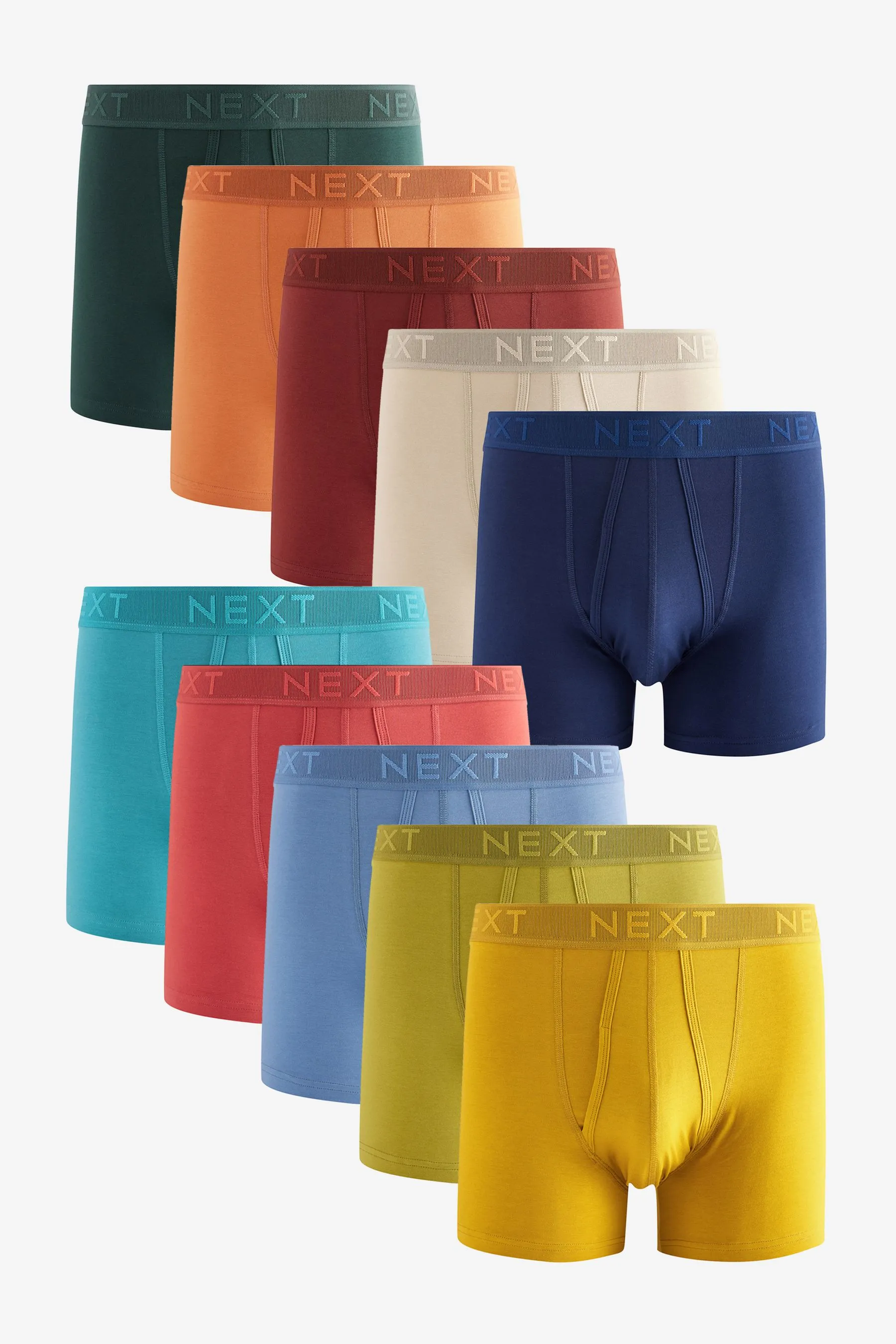 Rich Orange/Blues Textured Tonal Waistband - Cotton Rich A-Front Boxers