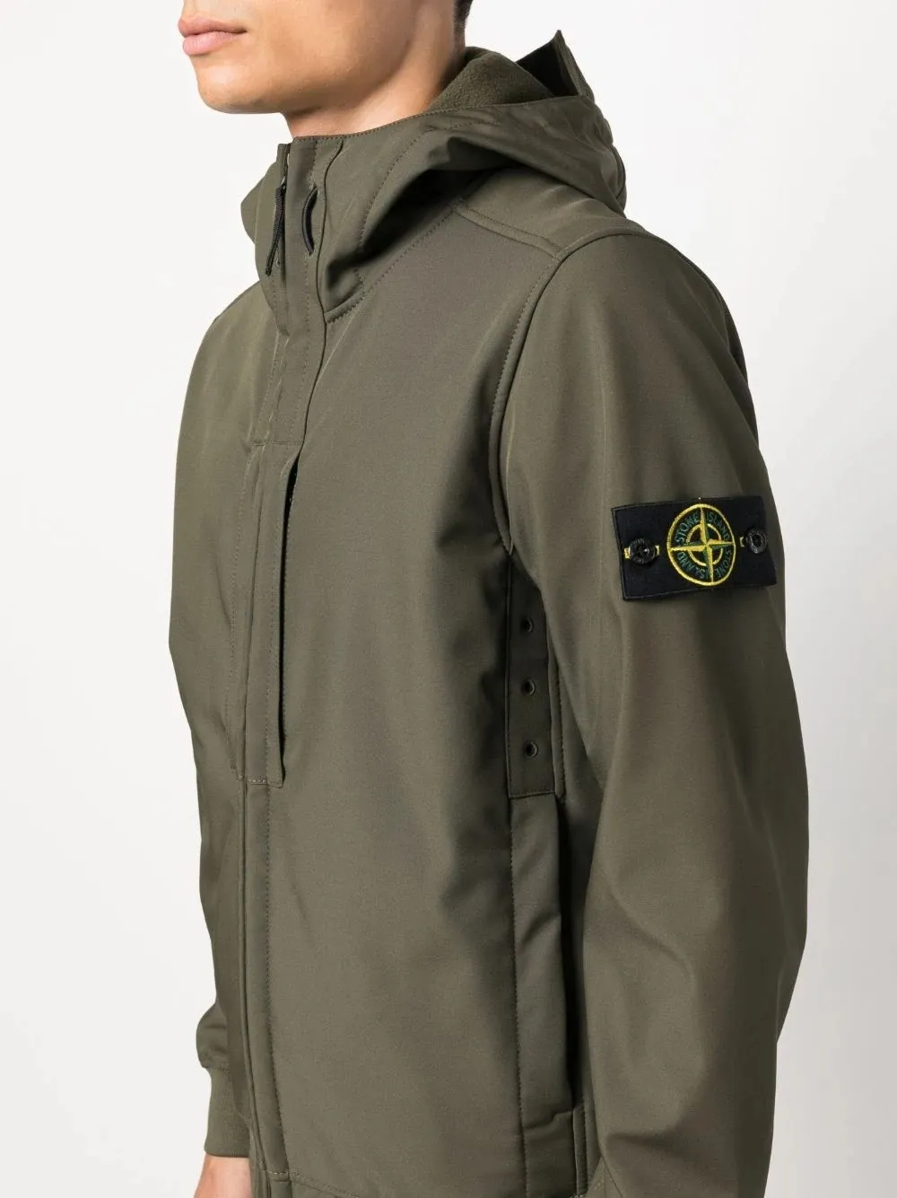 STONE ISLAND Q0122 SOFT SHELL-R_E.DYE® TECHNOLOGY RECYCLED POLYESTER JACKET OLIVE GREEN