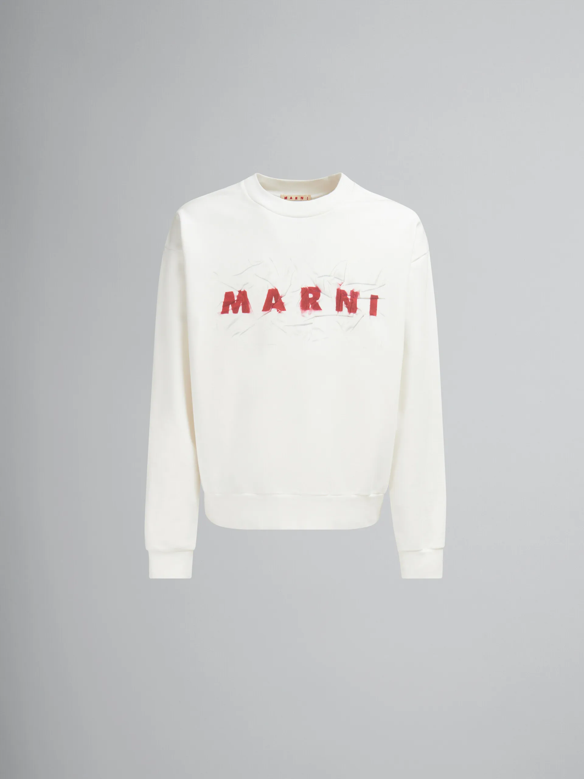 Sudadera blanca de algodón orgánico con logotipo Marni efecto arrugado