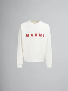 Sudadera blanca de algodón orgánico con logotipo Marni efecto arrugado