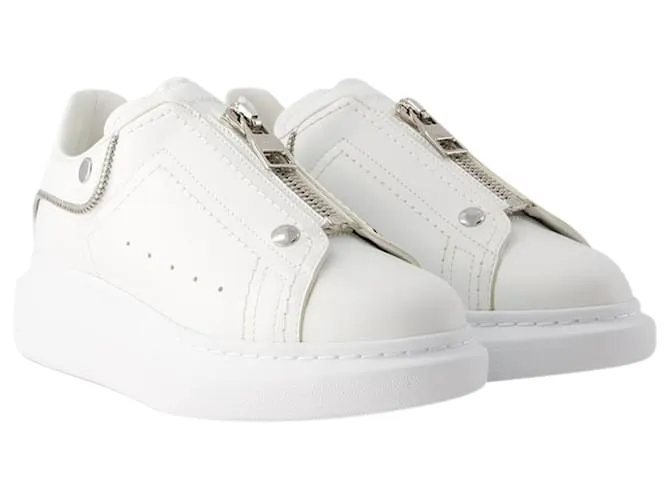 Zapatillas oversize - Alexander Mcqueen - Piel - Blanco/plata 